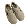 Zapatos Birkenstock de felpa con suela gruesa para mujer, nuevos mocasines vintage 2026, zapatos sencillos Birkenstock, zapatos peludos de invierno, zapatos cálidos de algodón