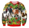 Sudadera de Cuello Redondo Estilo Pareja Exportación Transfronteriza Europea y Americana Top Navideño de Manga Larga Impreso en 3D Fábrica de Origen