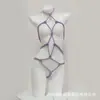 Conjunto de Roupa Íntima Bondage Sm Sedutora Vermelha com Corda de Tentação Qqny Roupa de Rede de Tentação Uniforme para Mulheres 2792