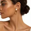Pendientes de Aro Exagerados de Aleación con Aguja de Plata S925, Estilo de Alta Gama, Tendencia y Únicos, Pendientes Versátiles de Lujo Ligero de Nicho para Mujer