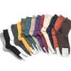Calcetines Hechos en Corea Etna Color Sólido Color Caramelo Canalé Oscuro Otoño e Invierno Estilo Universitario Media Pantorrilla Algodón para Mujer con Rayas Verticales Que Absorben el Sudor