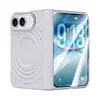 Adequado para capa de celular Apple 18 dobras, capa protetora frontal e traseira com padrão de onda magnética dobrável ampla com protetor de tela integrado