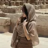 Adereço de Foto de Viagem Atmosfera Lenço de Seda Xale Roupa Externa para Mulheres 2026 Novo Verão Proteção Solar Leve Respirável Lenço de Gaze