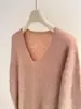 Suéter Único de Moda/Realzador de Color Cardigan de Lana Cachemir Cepillado Suéter de Cuello V Adelgazante Suéter de Cuello Redondo para Mujer