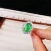 Anillo de Plata de Ley 925 Chapado Incrustado Lujo Calcedonia Verde Hielo Nuevo Anillo Chino Ágata Rosa Abierto para Mujer Suministro en Vivo