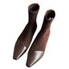 Botas Curtas de Salto Grosso Estilo Coreano para Mulheres, Novas Botas de Camurça Outono e Inverno 2026, Botas Curtas com Bico Quadrado e Design Estiloso para Mulheres Magras