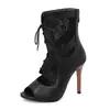 2025 nuevos zapatos de malla con agujeros de encaje cosidos sandalias de boca de pez alto botas de tacón alto finas talla 40-50 talla extra comercio exterior