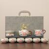 Juego de Té Kung Fu Ruyao para Uso Doméstico para Mujeres, Exquisita Tetera y Taza de Cerámica, Caja de Regalo de Alta Gama para Inauguración de Casa y Regalo para Amigos