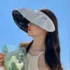 Faixa de Cabeça de Vinil Estilo Coreano Verão Protetor Solar e Proteção Solar Feminina Anti-UV Top Vazio Celebriade da Internet ao Ar Livre Chapéu de Sol Verão Estilo Coreano