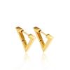 Aretes de triángulo de acero de titanio con superficie de paisaje simple de lujo ligero, exquisitos coreanos, oro rosa, acero inoxidable, venta al por mayor
