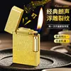 Dk-900 Criativo Retro Roda de Moagem Lateral Deslizante Tubo Isqueiro Inflável Clássico Embossado Rachado Brilhante Chama Aberta Masculino Moderno