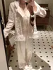 Pijama térmico de mujer con estampado de leopardo, con camisola y pantalón largo, conjunto de tres piezas, nuevo conjunto de ropa de estar de forro polar para otoño e invierno