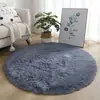 Alfombra de Color Sólido de Lana de Seda, Felpudo Redondo de Felpa Larga, Cojín para Silla Colgante de Cesta, Esterilla de Yoga, Alfombra para Mesita de Noche de Dormitorio, Felpudo para Vestidor