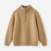 2026 Nuevo Suéter Cardigan con Cremallera y Hombros Caídos para Niños Otoño/Invierno, Ropa Exterior de Punto de Cuello Alto Medio para Niños Grandes