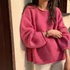 Nuevo suéter de punto casual suave de otoño e invierno para mujer, moderno, retro, con borde enrollado, color liso, top suéter holgado