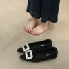 Zapatos de Invierno para Mujer Estilo Francés, Hebilla Cuadrada con Pedrería, Felpa de Lana, Grises, Peludos, Puntiagudos, Bajos, Transpirables, para Fiesta