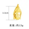 Colar Estilo Étnico Dourado Areia Vietnamita Cabeça de Buda Versátil Antigo Ouro de Imitação Buda Maitreya Corrente de Contas Redondas Pingente de Liga de Cobre