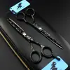 Tijeras de Peluquería Shenxingzhe de 6.0 pulgadas con Patrón Negro Pintado, Tijeras para Cortar el Cabello, Tijeras Rectas, Tijeras Entresacadoras