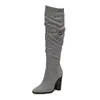 50 botas femininas transfronteiriças botas de cavaleiro empilhadas botas de tamanho grande botas de bico fino outono e inverno europeu e americano comércio exterior 40 salto super alto novo