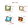 Colgante de Cristal de Vidrio Acero Inoxidable Oro de 18K Colgante de Trébol de Cuatro Hojas Accesorios de Joyería para Collares Pulseras Pendientes