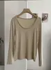 KEKEZOON Diecisiete Colores Básica Versátil Adelgazante Color Puro Cuello Redondo Manga Larga Camiseta Base Camiseta Mujer 8986