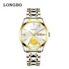 Reloj de pulsera Longbo clásico, elegante, versátil, casual y de negocios, resistente al agua, de lujo ligero, con calendario para hombre