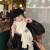 Bufanda de Punto Estilo Hada Elegante con Diamante Grande de Bloques de Color Estilo Japonés y Coreano para Mujer Otoño e Invierno Nueva Bufanda Cálida de Lana para Pareja