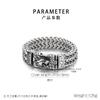 Pulsera Animal Vintage Personalizada Estilo Punk Textura Clásica Cabeza de Lobo Hebilla Cuadrada Cadena Positiva y Reversa Acero Inoxidable Pulsera para Hombre