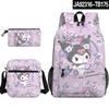 Mochila Sanrio Coolomi Kuromi, bolsa escolar, estojo para lápis, bolsa de ombro, conjunto de três peças, novo periférico impresso em 3D