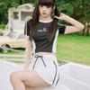 Traje de Baño Deportivo para Mujer Dividido de Dos Piezas Manga Corta Conservador Adelgazante Cubre Vientre Tallas Grandes Estudiante Moda Traje de Baño