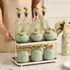 Juego de Frascos para Condimentos de Lujo Ligero, Caja de Almacenamiento de Botellas de Condimentos para el Hogar, Frasco de Cerámica para Aceite de Cocina, Frasco para Sal, Frasco para Chile