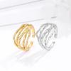 Anel Vazado Europeu e Americano Prata Anel Prata de Lei S925 Design de Nicho Estilo Frio Ins Textura Linha Banhado a Ouro para Mulheres