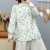 Camisa Floral de Manga Larga para Mujer 2026 con Corte Holgado, Estilo Versátil y Juvenil, Camisa Base de Gasa de Algodón de Doble Capa