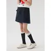 Calça-Saia Jeans Feminina com Fenda Lateral 2026 Nova Coleção Primavera/Verão Design Infantil com Bolsos Grandes Saia Shorts de Corte A