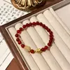 Versátil Pulseira Nova de Ágata e Ouro Estilo Chinês, Pulseira Festiva em Camadas Estilo Antigo, Joia de Mão Auspiciosa para o Ano Novo