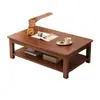 Mesa de centro de madera maciza para sala de estar en casa, mesa de centro simple de doble capa para apartamentos pequeños, mesa de recepción de estilo chino moderno para casas de alquiler
