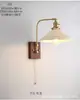 Lámpara de noche estilo nórdico japonés estilo medieval latón nogal cerámica casa de huéspedes atmósfera artística retro lámpara de pared