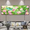 Sello de Loto Rojo Punto de Cruz Japonés 2024 Nuevo Hilo Bordado Sala de Estar Nuevo Estilo Chino Casual Moderno Loto Bordado a Mano