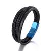 Comercio electrónico transfronterizo para pulsera de cuero de acero inoxidable tejida multicapa pulsera de cuero de cuerda de cuero para hombre Europa y Estados Unidos