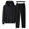 Conjunto de Sudadera de Algodón para Hombres y Mujeres, Traje Deportivo Casual, Conjunto de Dos Piezas con Sudadera con Cremallera, Corte Holgado, Tallas Grandes