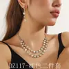 Comercio Exterior Transfronterizo Moda Europea y Americana Collar de Doble Capa con Pedrería y Diamantes Completos Collar para Vestido de Cena Pendientes Pulsera Set de Tres Piezas