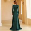 Vestido de noche verde sencillo con abertura, largo y ajustado, estilo chino, adelgazante, estilo retro francés, transfronterizo 2023