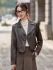 Chaqueta de cuero genuino Haining para mujer, estilo corto, nueva popular otoño 2026, chaqueta de cuero de oveja ajustada para mujer