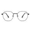 Gafas de miopía con montura grande de metal, estilo coreano, a la moda, con montura antiazul y diseño poligonal para mujer.