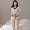 Pijamas Casuales al por Mayor en Stock para Mujer, Nuevo Estilo Otoño, Manga Larga, Pantalón Largo, Algodón, Se Pueden Usar Afuera, Una Pieza, Dropshipping Disponible