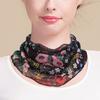 Lenço de Seda Primavera e Verão Cachecol Pulôver Feminino Conjunto de Pescoço Tricotado de Seda de Amora Lenço de Seda Pequeno Malha de Proteção Solar Gola Falsa