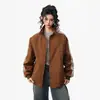 Chaqueta de Retazos con Tres Rayas Cuello Alto para Mujer Bloque de Color Rayas Mangas Raglán Sueltas Estilo Deportivo Retro Cremallera Cárdigan Top