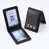 Fabricantes de fuentes, estuche de cuero genuino para permiso de trabajo, estuche de cuero con imán para certificado, estuche protector para tarjeta de trabajo, insignia, licencia de tarjeta de trabajo