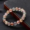 Pulsera de Cristal para Cabello de Color Natural con Pelo de Conejo de Colores, Cristal de Cabello de Cobre Multicolor, Pulsera Redonda de una Sola Vuelta, Fabricante de Collares DIY, Venta al Por Mayor