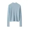 Novo Estilo Outono/Inverno 2025 Suéter de Malha 100% Caxemira Gola Alta Meia Manga Feminino Slim-Fit Suéter Macio de Caxemira
